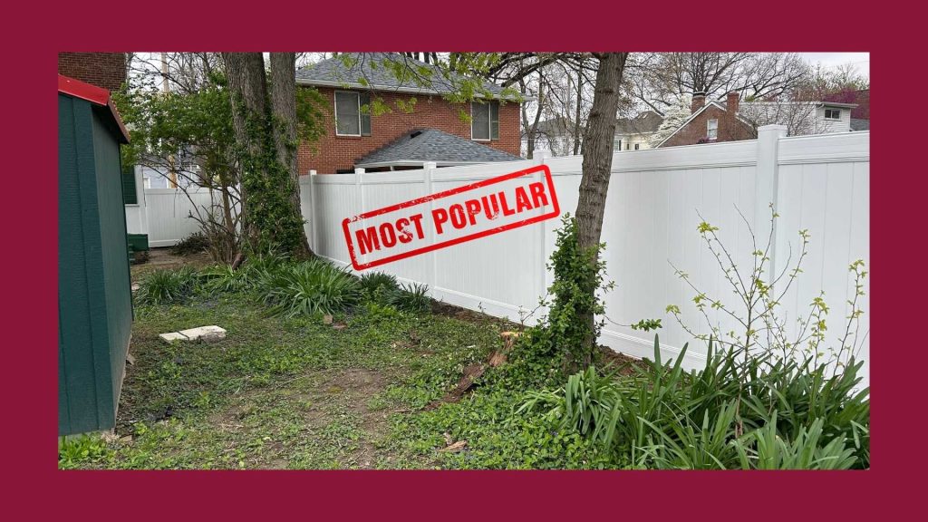 Sexton Fence crew installing white vinyl fence panels at a St. Louis home